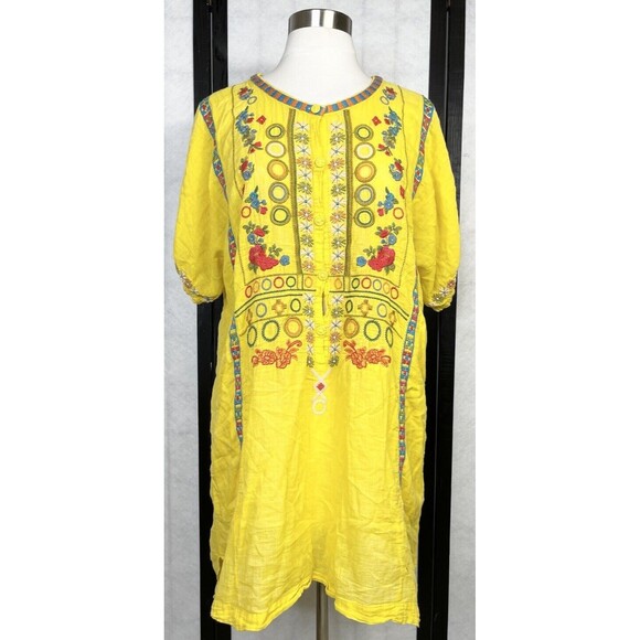 Johnny Was Mustard Floral Embroidered Top. Size: L - Picture 1 of 7